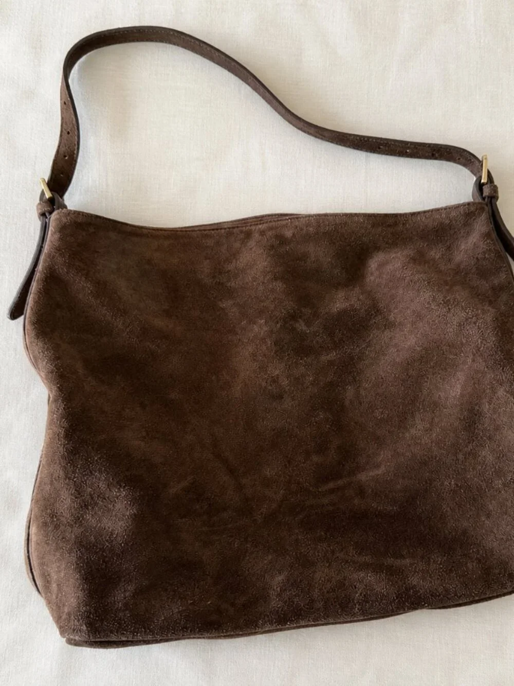 VESTIRSI Savannah Dark Chocolate Suede Hobo Bag Italian Leather